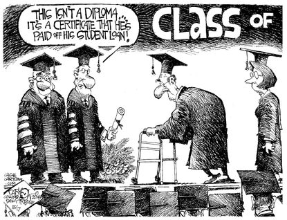 Editorial cartoon U.S. College Debt