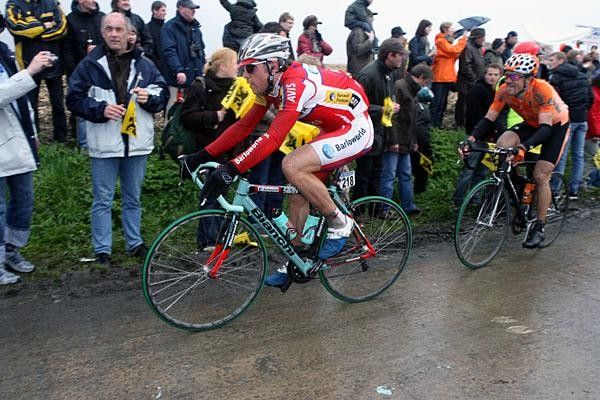 Carlo Scognamiglio (Barloworld) 'enjoys' the Tour of Flanders.