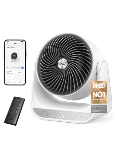 Dreo Smart Whole Room Heater 714s, 60&deg; Vertical &amp; 90&deg; Horizontal 3d Oscillating Heating, 12 Ft/s Long-Range Circulator, 3 Heat &amp; 3 Fan Settings, Space Heaters for Indoor Use, Bedroom, Office, White