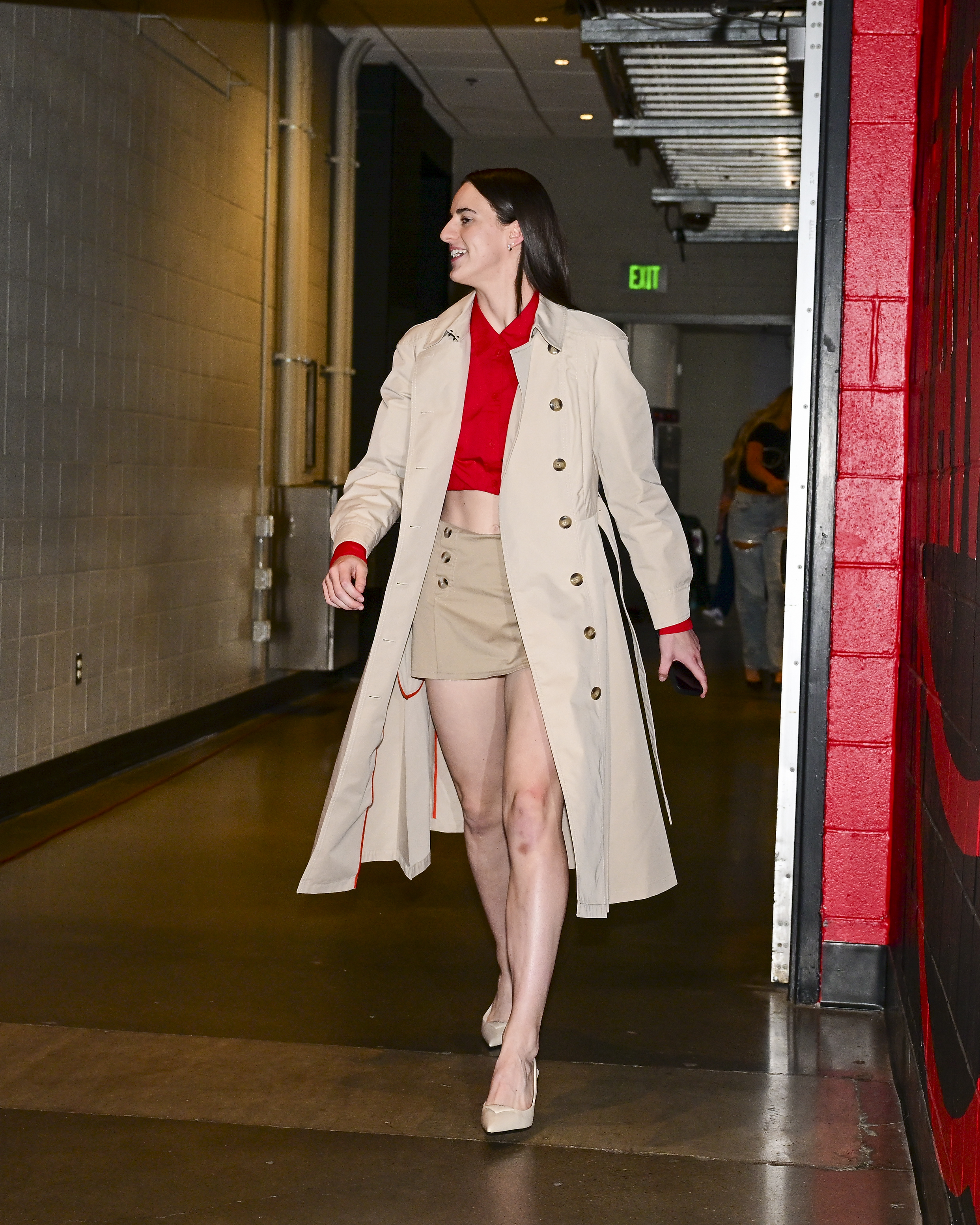 ATLANTA, GA - MAY 22: Caitlin Clark #22 of the Indiana Fever arrives to the arena before the game against the Atlanta Dream on May 22, 2025 at State Farm Arena in Atlanta, Georgia.