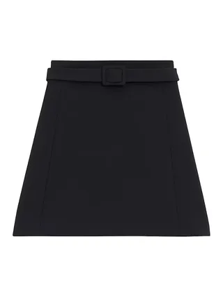 Crepe Belted Miniskirt