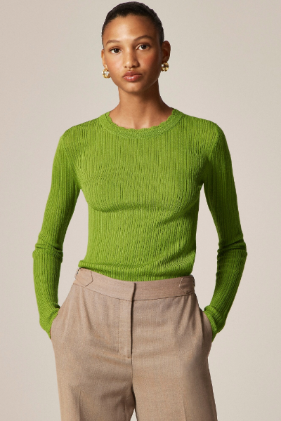 J.Crew, Layered Pointelle Sweater-Tee in Merino Wool (Was $118) 