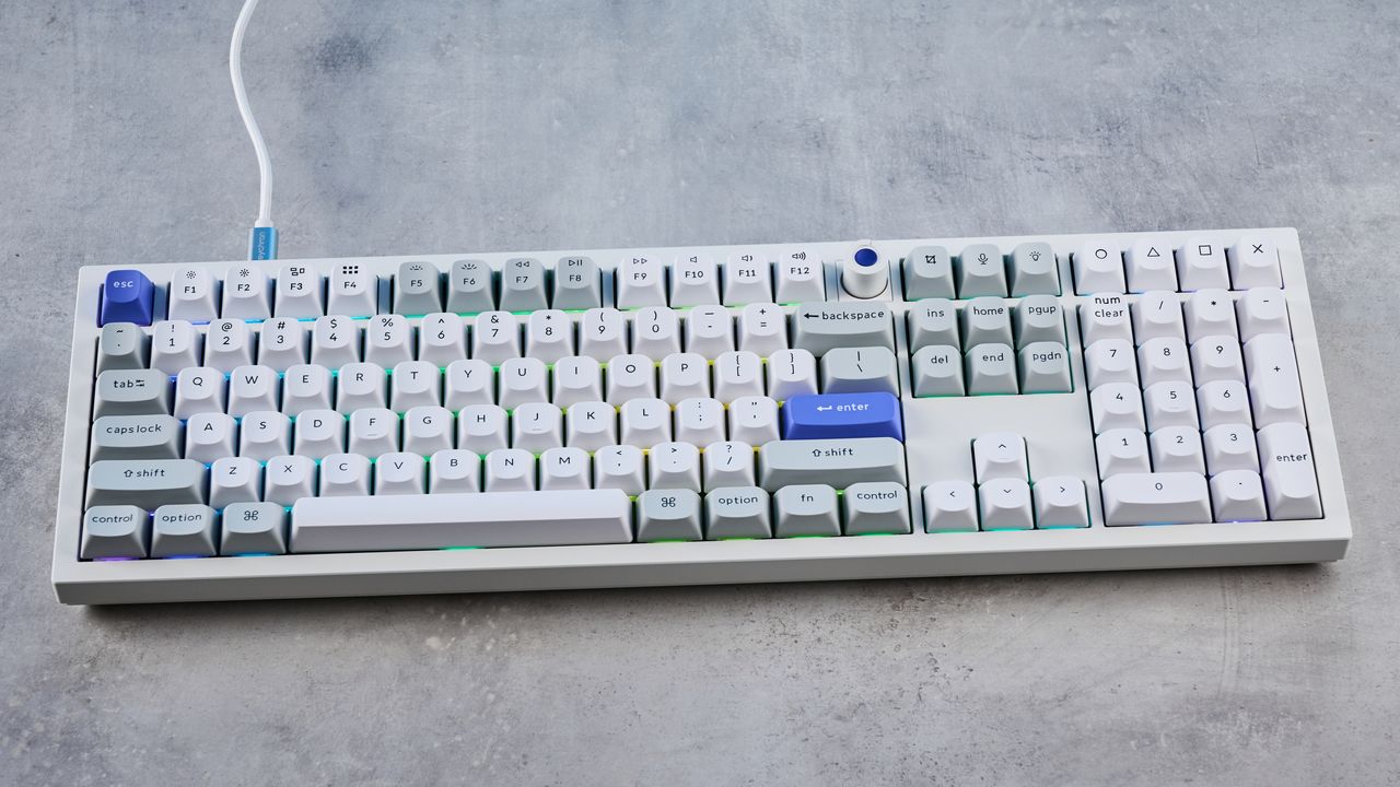 A Keychron Q6 HE 8K wired gaming keyboard with Hall Effect switches