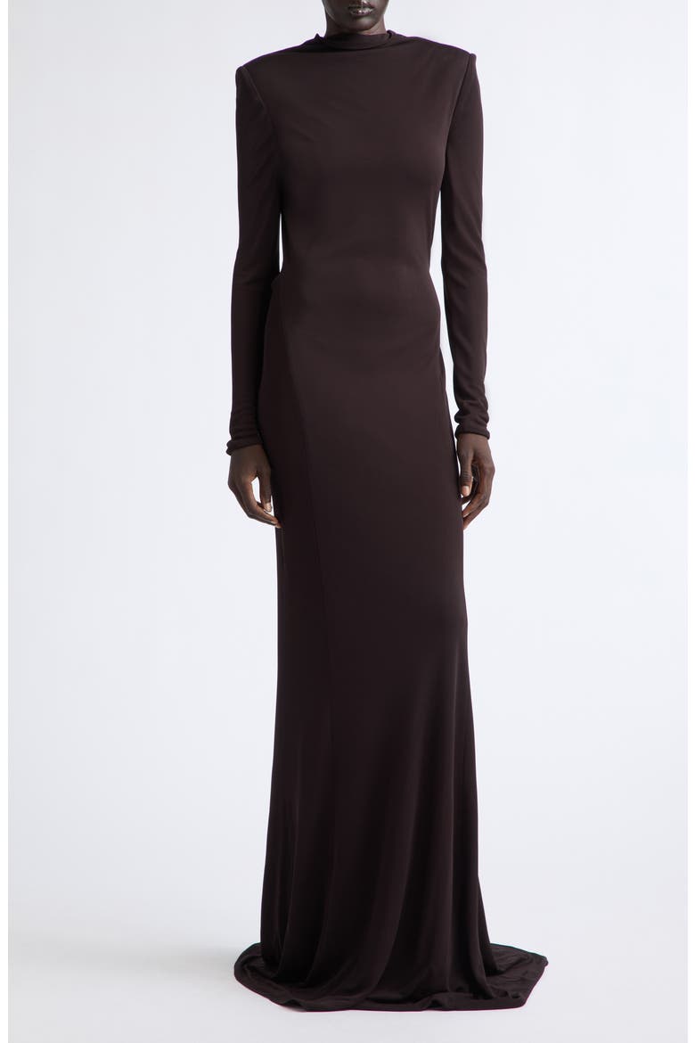 Long Sleeve Crepe Jersey Gown