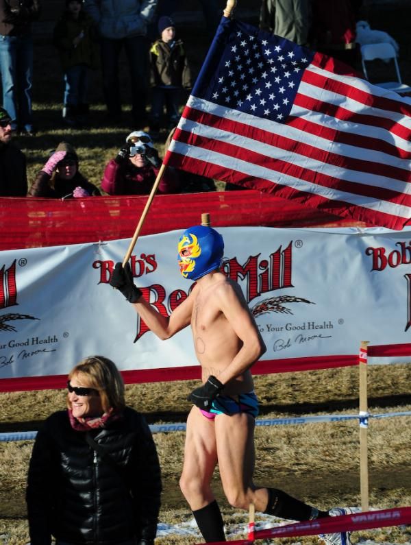 There is always a guy in a swin suit at big cross races.