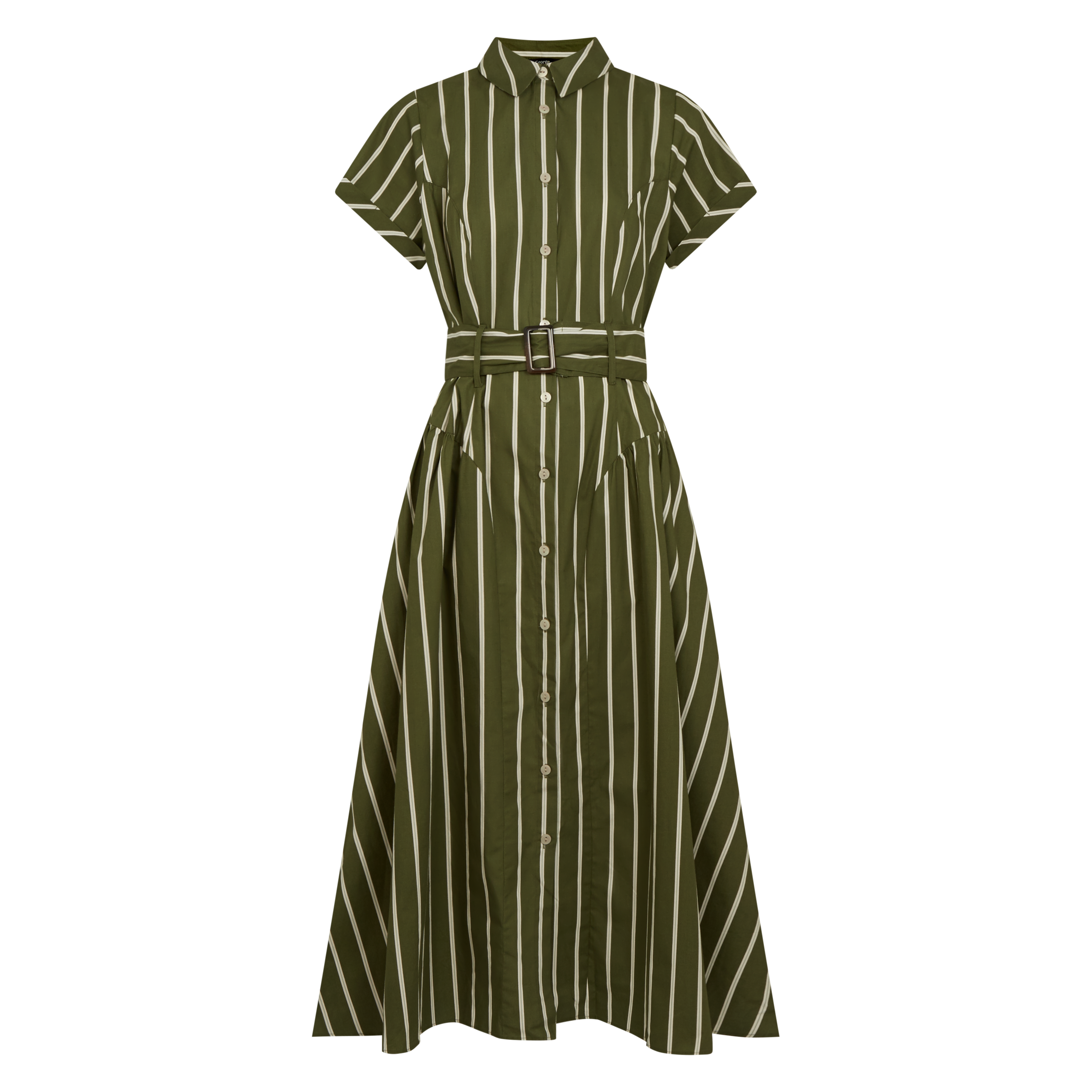 Erica Davies Style Stories, Green and cream striped midi dress