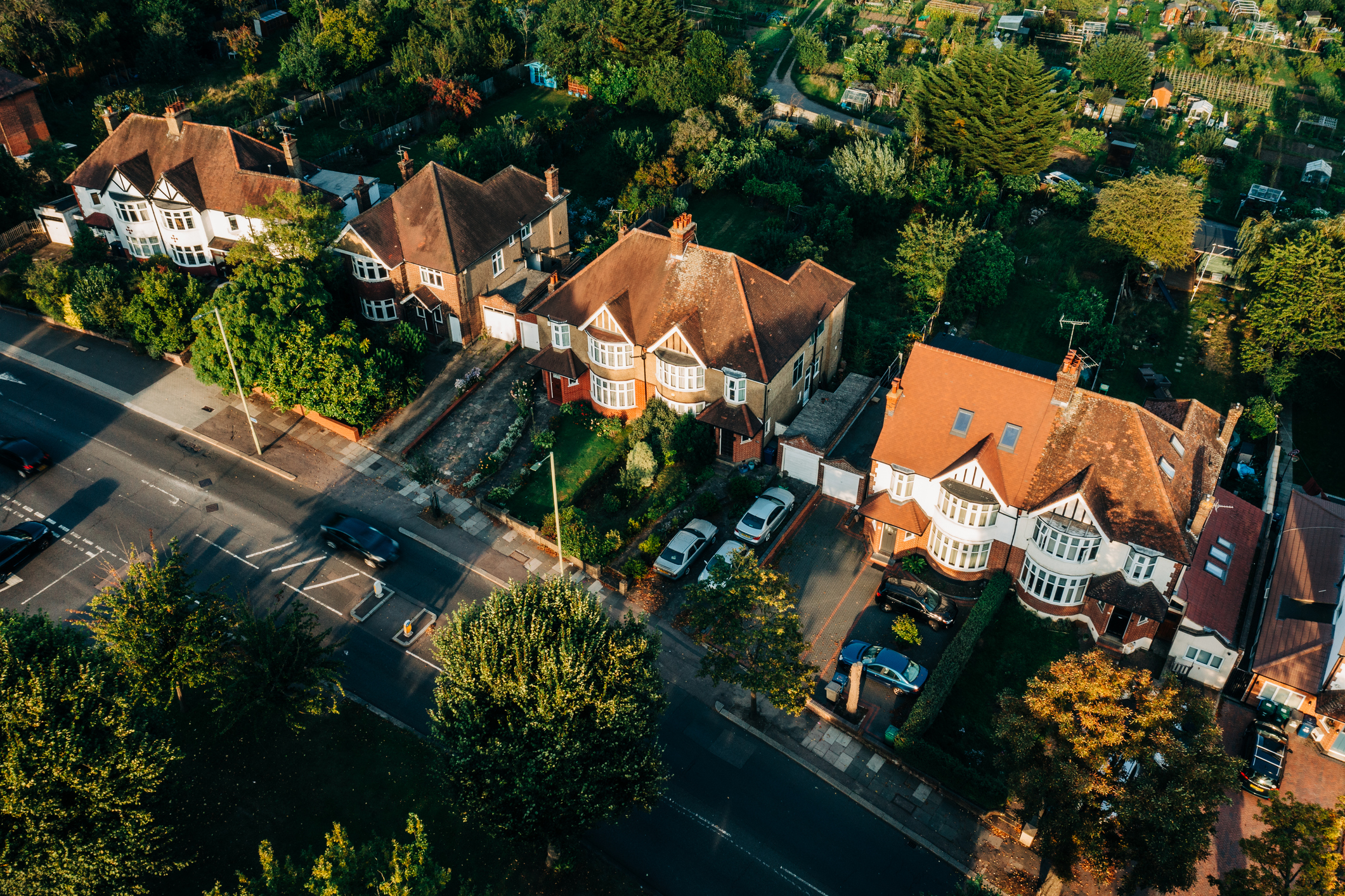 aerial shot of houses