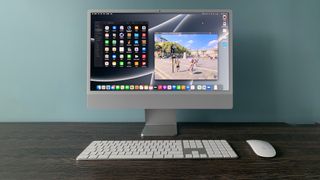 A photograph of the 24in 2021 Apple iMac on a table