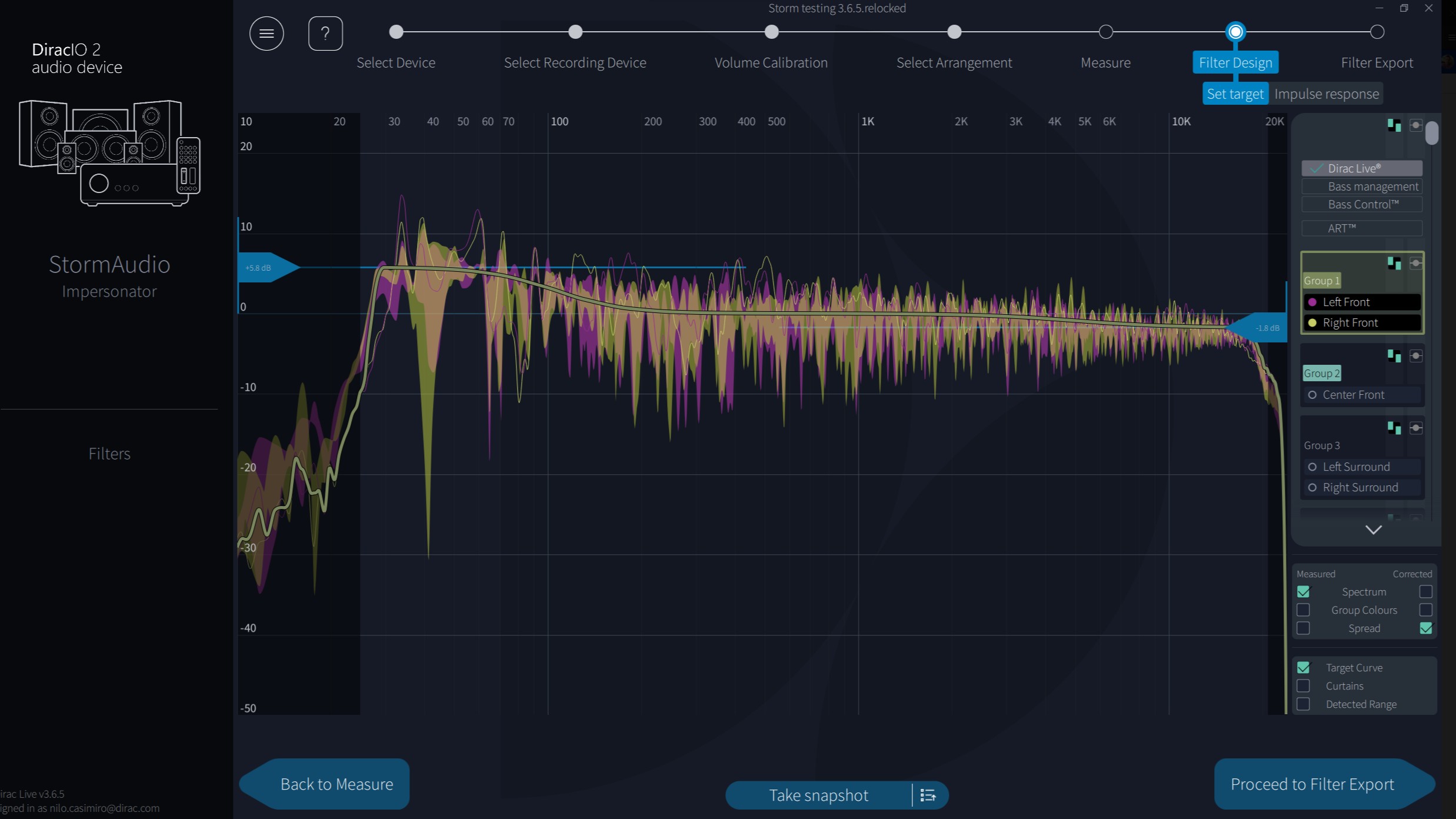 The Dirac Live software interface on computer screen