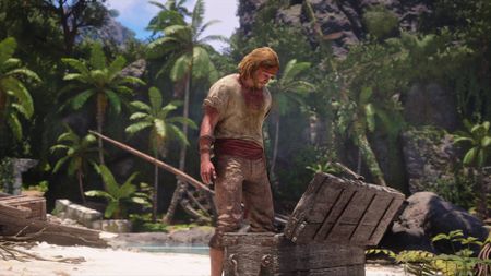 Assassin's Creed Black Flag Resynced Edward in Isla Providencia looking inside an open treasure chest