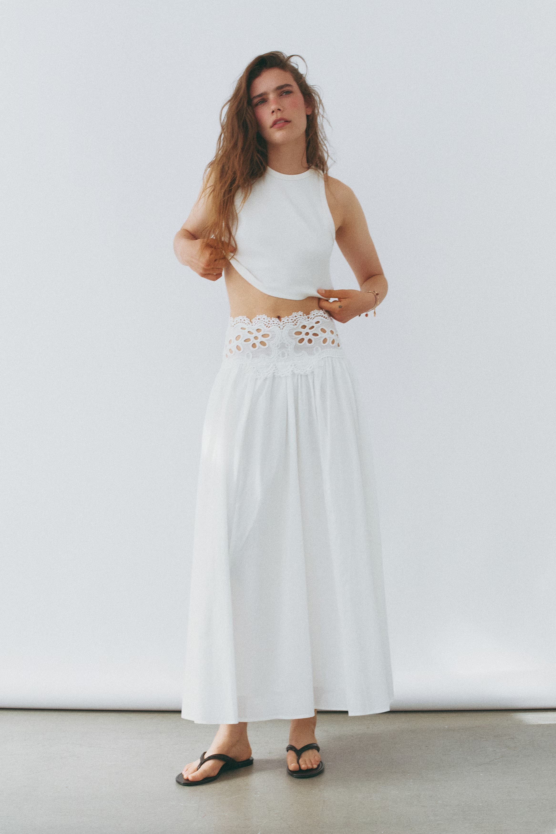 H&amp;M, Lace-Detail Cotton Skirt