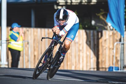 Josh Tarling in action at the road world champs