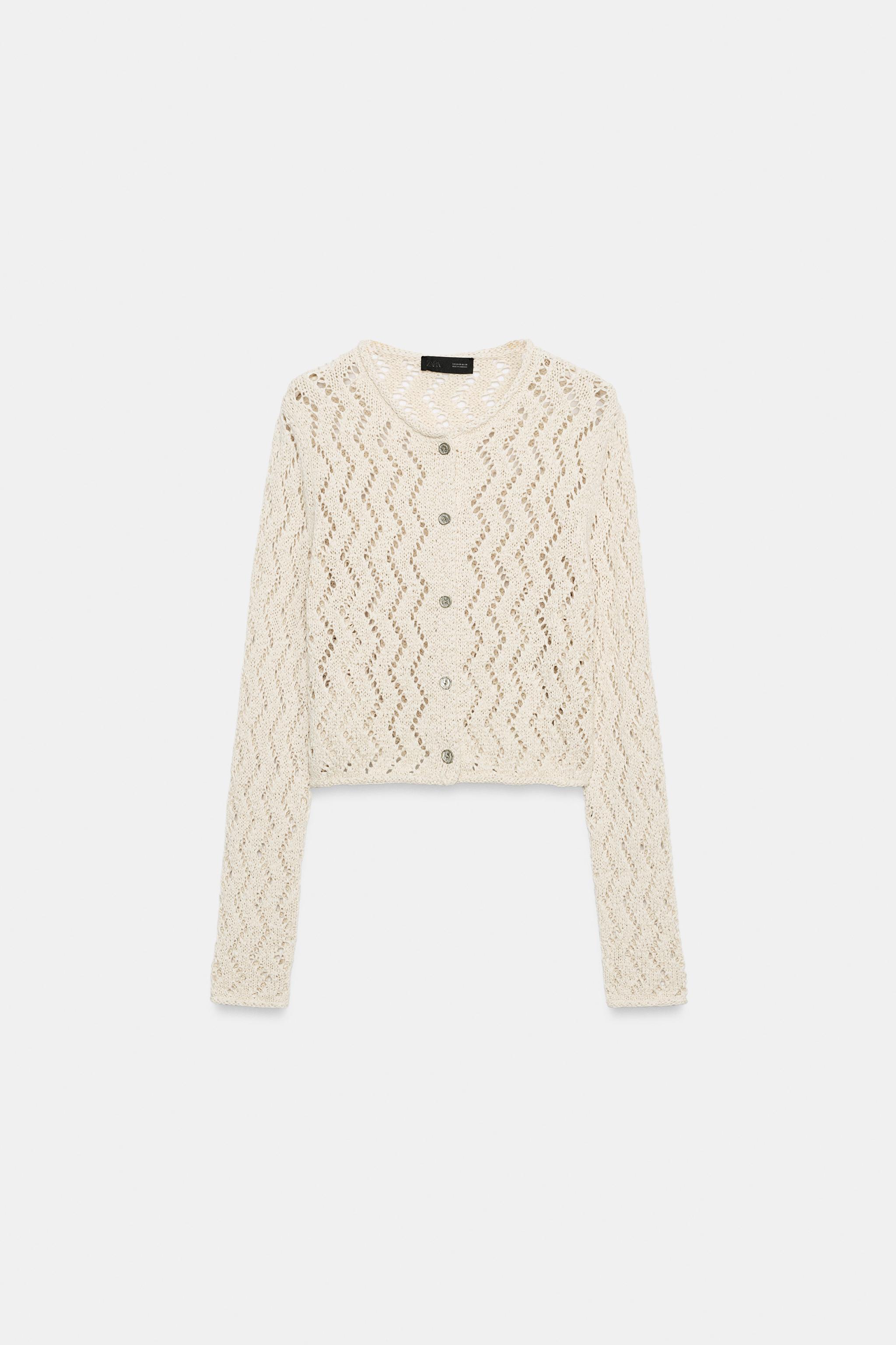 Zigzag Open-Knit Cardigan