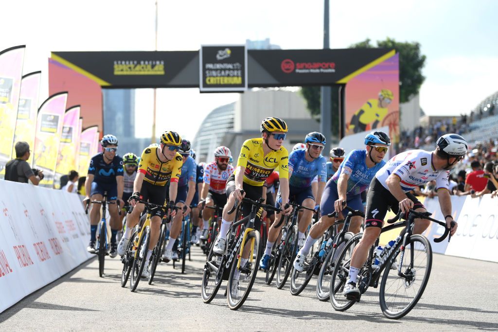 Jonas Vingegaard in action at the Tour de France Singapore Criterium