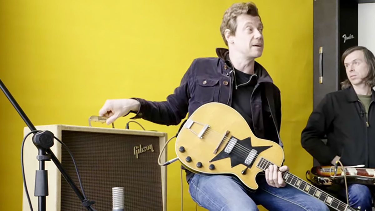 James Walbourne of the Pretenders with a vintage Gibson Explorer amp