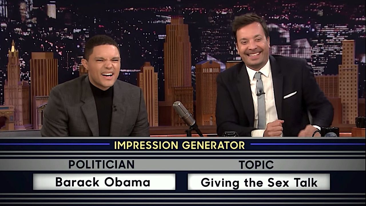 Trevor Noah and Jimmy Fallon swap impersonations