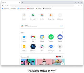 Chrome Apps NTP Module concept