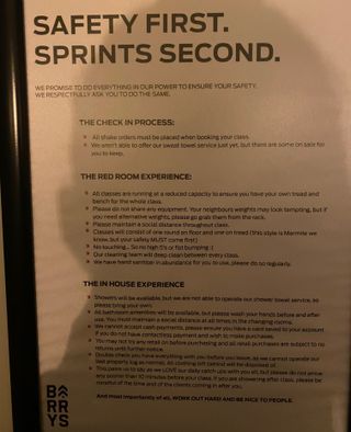 Gyms reopen: the rules in place at Barry's