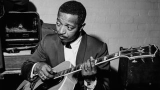 American swing jazz guitarist Freddie Green (1911 - 1987), circa 1960.