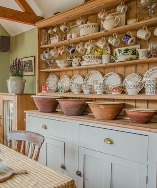 antique kitchen dresser filled with Emma Bridgewater ceramics