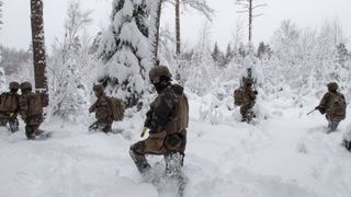 NATO troops conducting drills in snow
