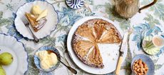 Dulce de leche tart with pear and almonds