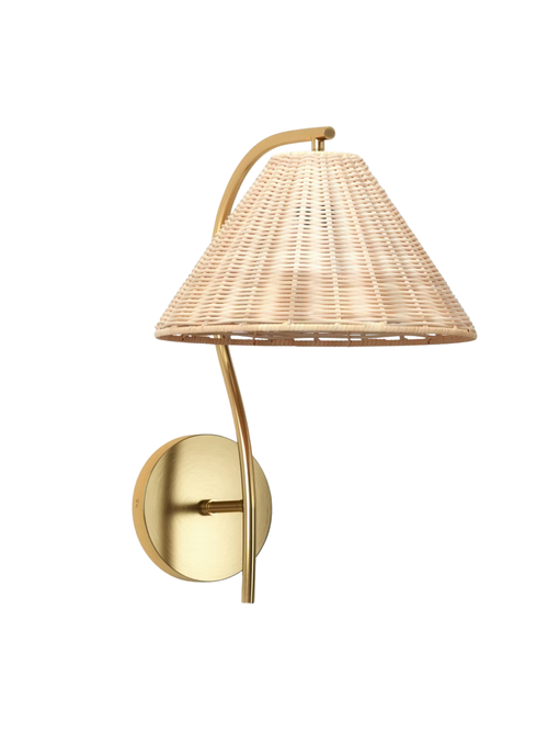 Rattan Wall Sconce Light Brass