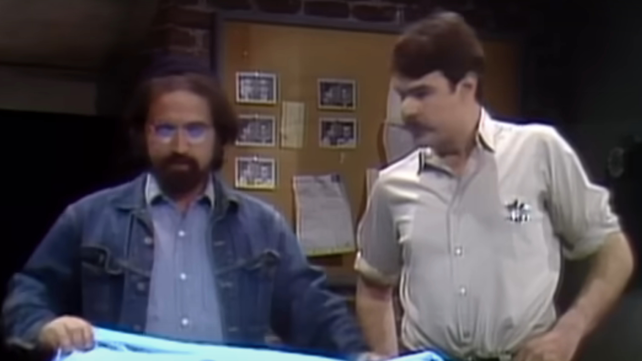 John Belushi and Dan Aykroyd in the first Landshark sketch