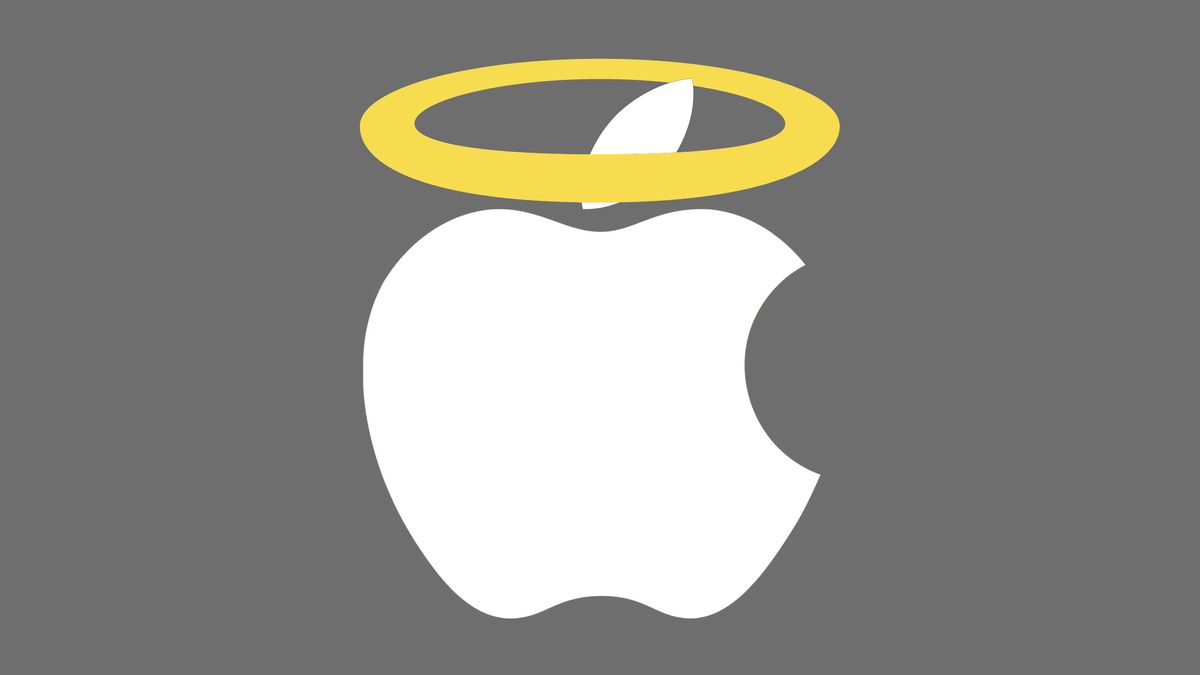 Apple logo with a halo around it