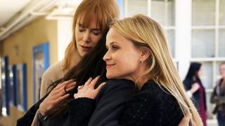 Nicole Kidman and Reese Witherspoon in hug in Big Little Lies