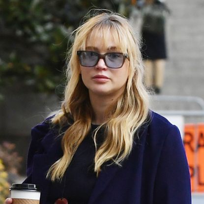 Jennifer Lawrence wears a The Row duffel coat