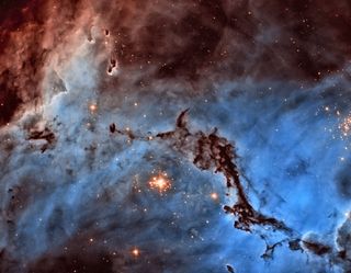 Josh Lake (USA) submitted a stunning image of NGC 1763, part of the N11 star-forming region in the Large Magellanic Cloud. ESA/Hubble had previously published an image of an area just adjacent to this (heic1011), based on observations by the same team. Josh took a different approach, producing a bold two-colour image which contrasts the light from glowing hydrogen and nitrogen. The image is not in natural colours — hydrogen and nitrogen produce almost indistinguishable shades of red light that our eyes would struggle to tell apart — but Josh’s processing separates them out into blue and red, dramatically highlighting the structure of the region. As well as narrowly topping the jury’s vote, Josh Lake also won the public vote.