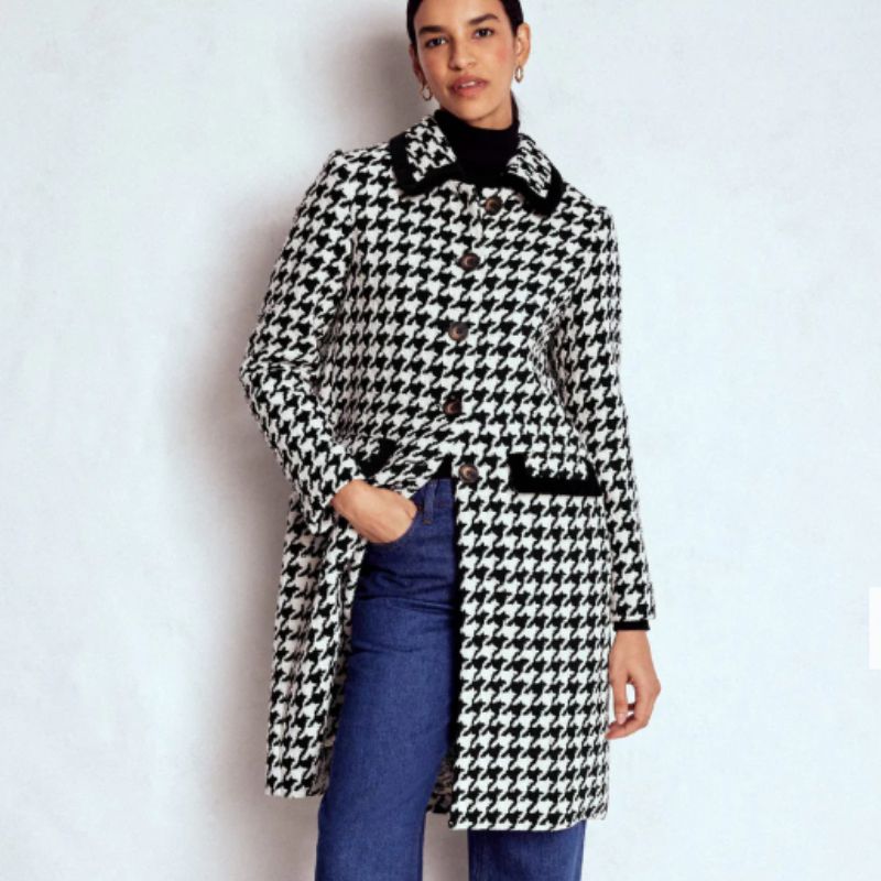 black and white dogtooth coat