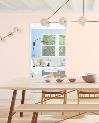 Pink paint color First Light in dining room