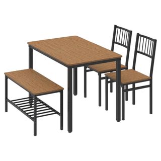 Small wood and black dining set
