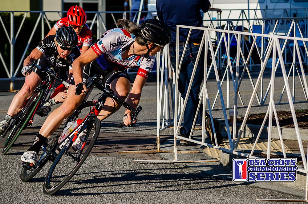 Riders race through a corner