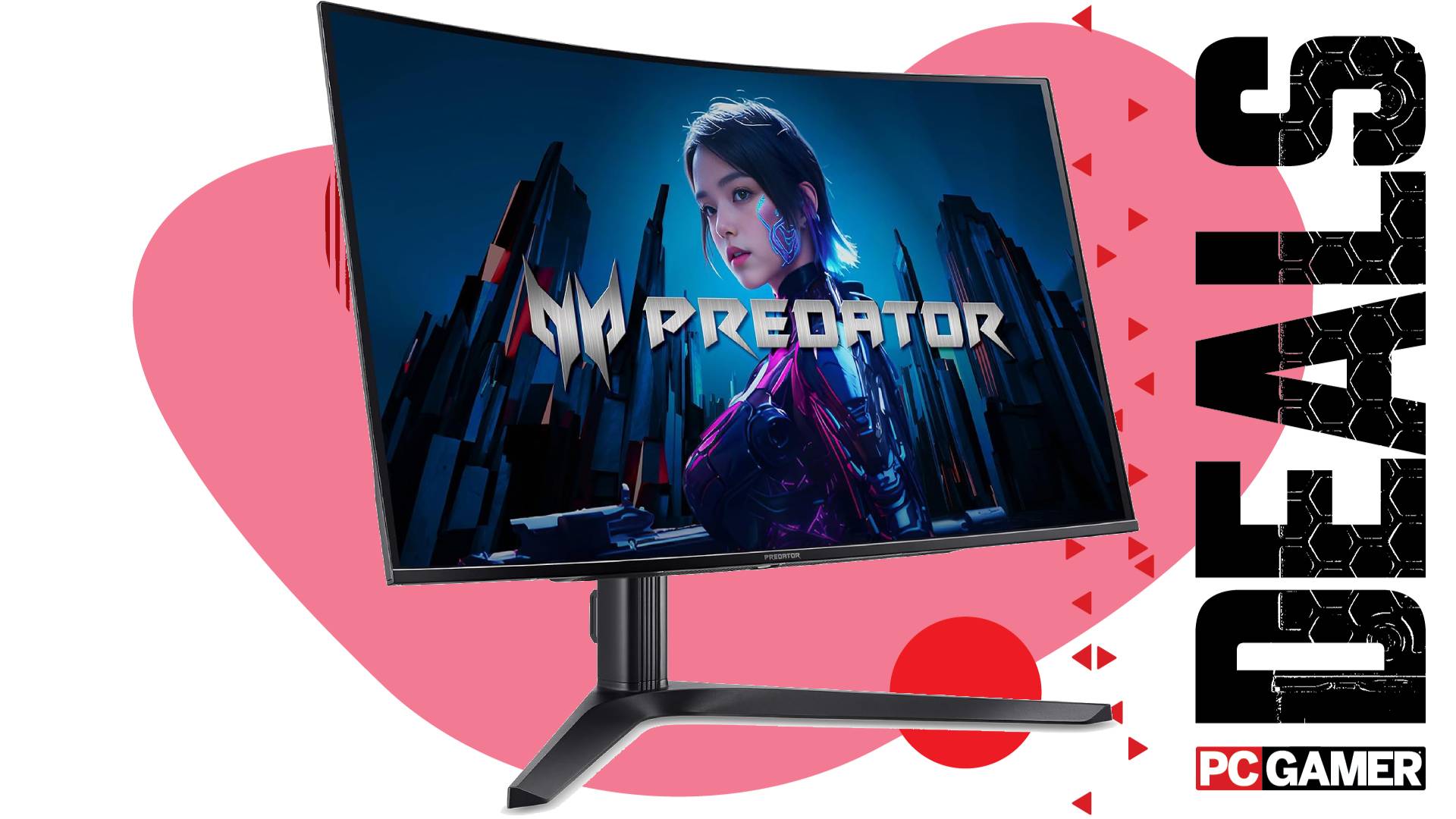 The Acer Predator X32 Xbmiipphuzx OLED floats in the funky PCG deal void.