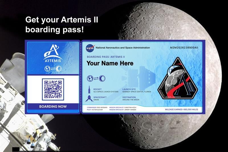 Artemis II बोर्डिङ कार्ड