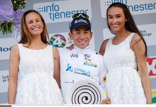 Twice second so far this week, Caleb Ewan wears the jersey for best young rider.