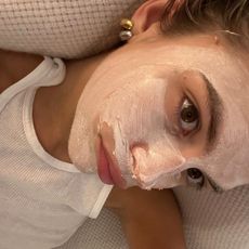 A woman wearing a face mask
