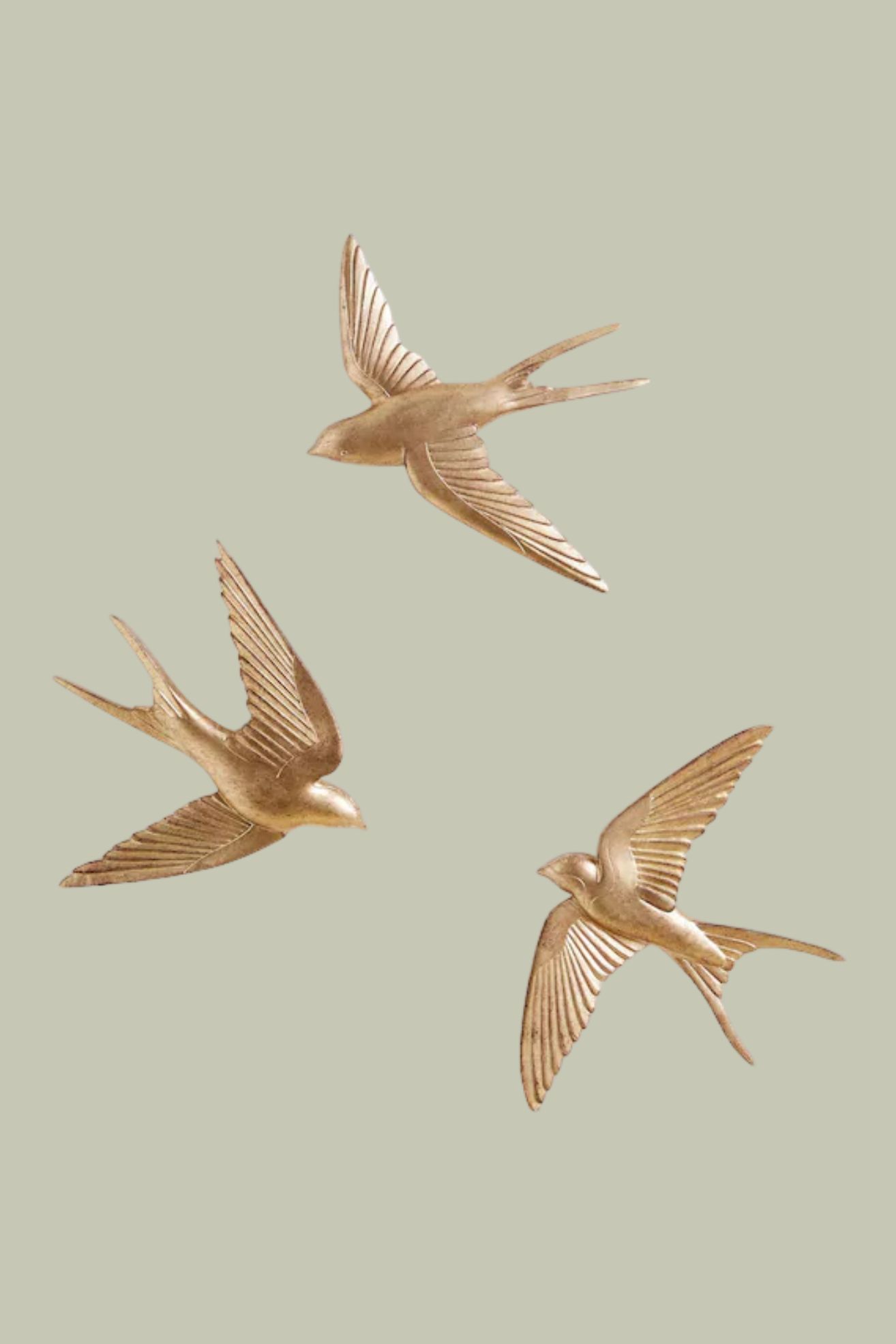 Next, Set of 3 Gold Swallow Wall Art 