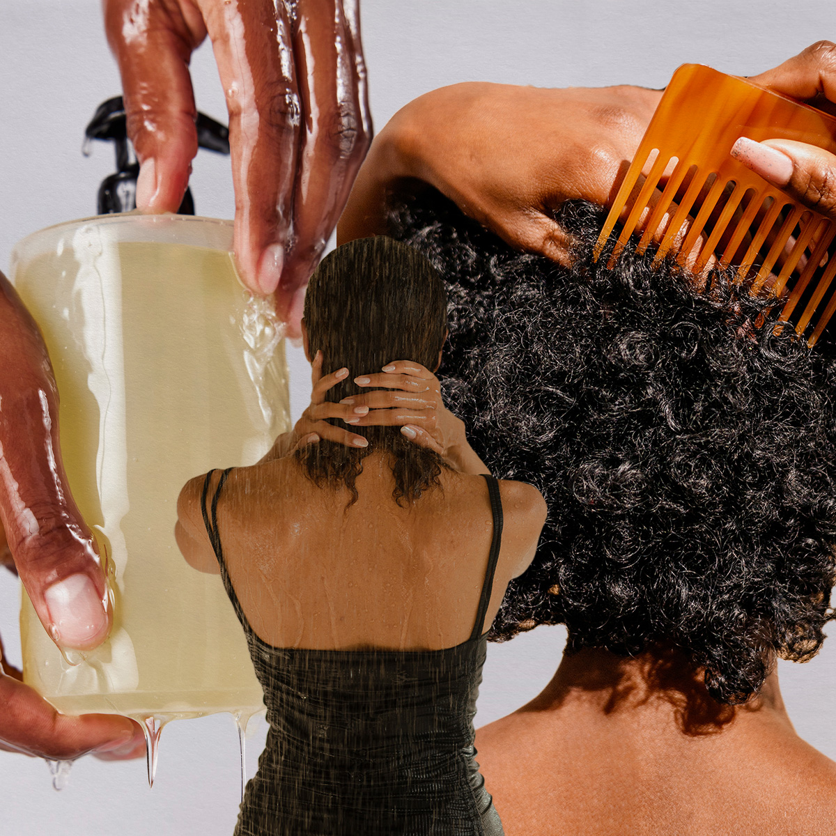 Photo of women, products, and supplements all dealing with hair loss.