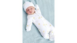 Personalized duck embroidered baby sleepsuit from JoJo Maman Bebe