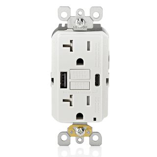 Leviton GFCI 20A wall outlet with USB