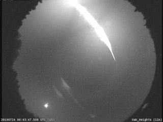 The Western University All-Sky Camera Network in London, Canada, captured this image of a fireball over southern Ontario and Quebec on July 24, 2019, at 4:44 a.m. EDT (0844 GMT).