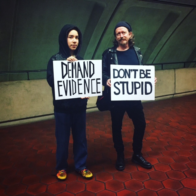 Marchers pose with their signs for the March for Science in Washington, D.C.