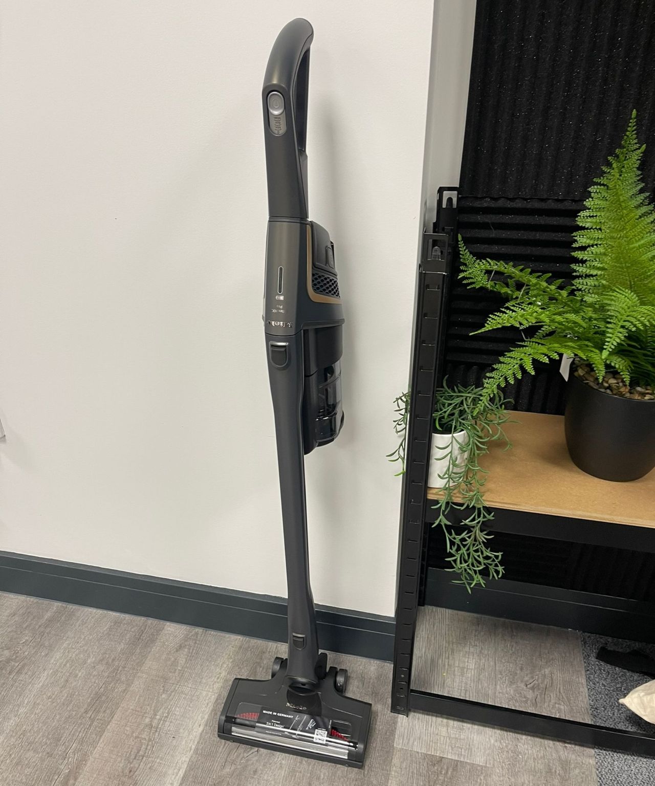 Miele Triflex HX2 Pro leaning against white wall in Future test center