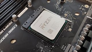 AMD Ryzen 7 5700X in motherboard.