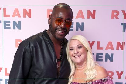 a close up of Vanessa Feltz and Ben Ofoedu hugging - who have since split up 