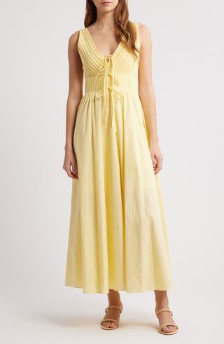 Tie Front Sleeveless Flare Maxi Dress